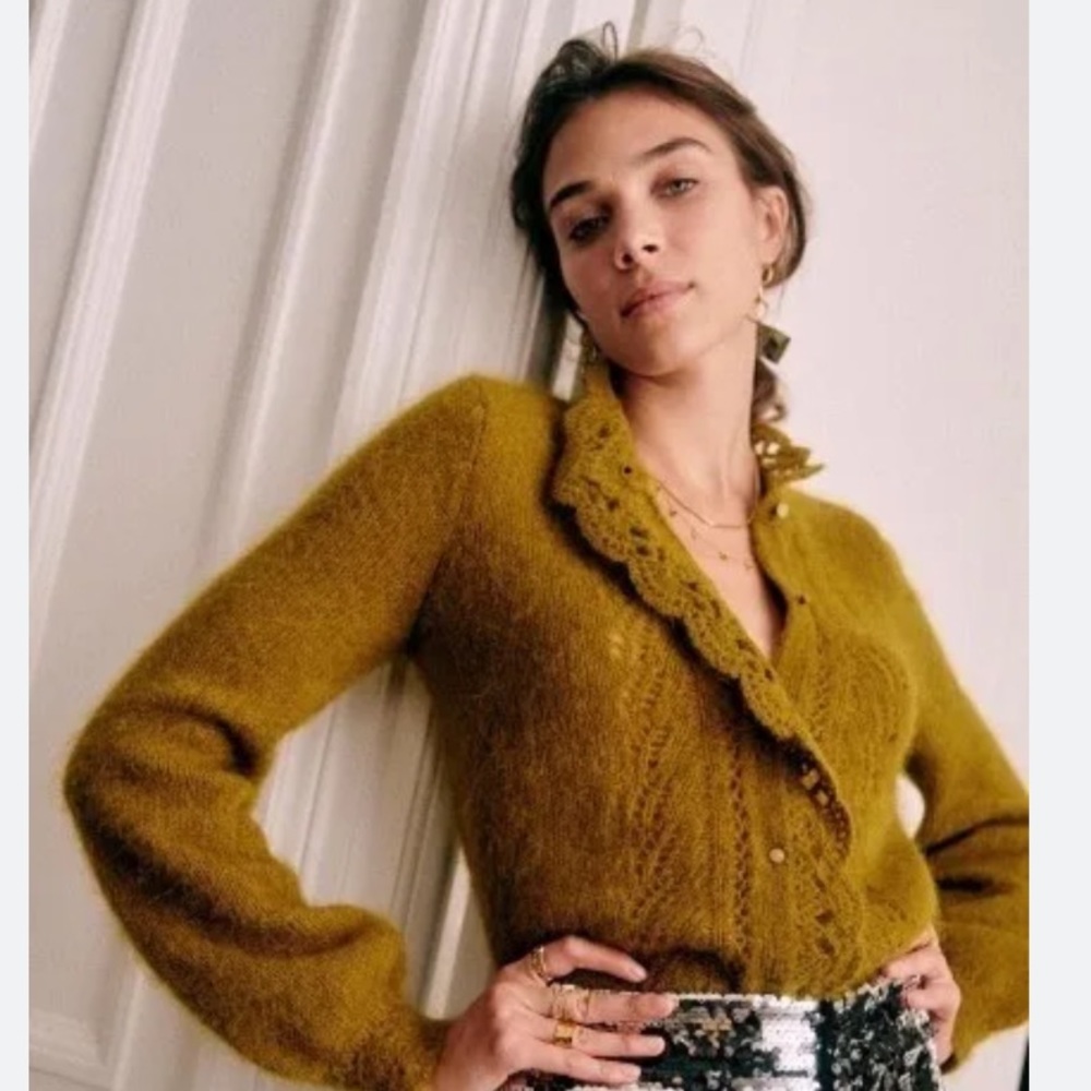 golden brown Sézane Angie cardigan Size S